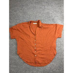 Rip Curl Shirt Womens Medium Rust Orange Gauze Cotton Button Front Dolman Blouse